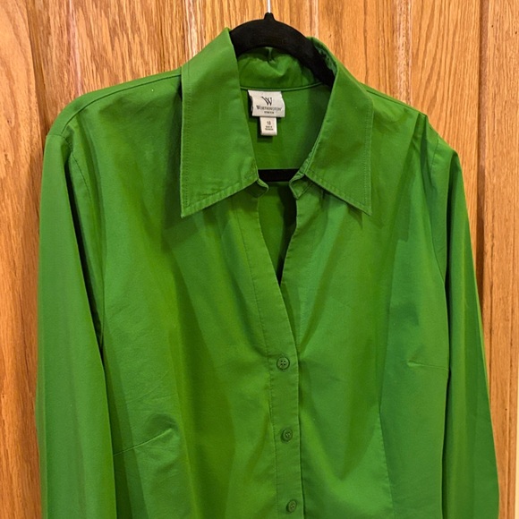 Worthington Vibrant Green Stretch Button-Down Shirt - Picture 4 of 9